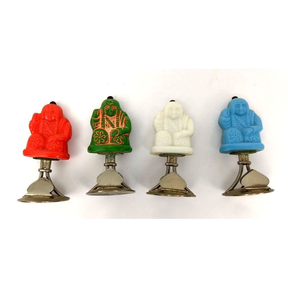 Eskimo Party Card Name Place Holder Set of 4 Vintage Carved Red Green White Blue